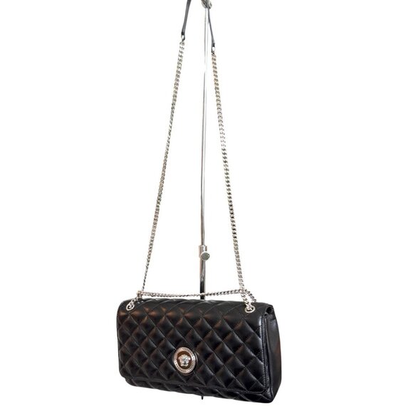 Versace Black Quilted Lambskin Leather Crossbody Shoulder Bag, 1013353, Italy - Picture 7 of 16